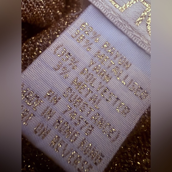 1990’s Caché Gold Lurex Turtleneck Pullover Sweater, Medium - Picture 5 of 6